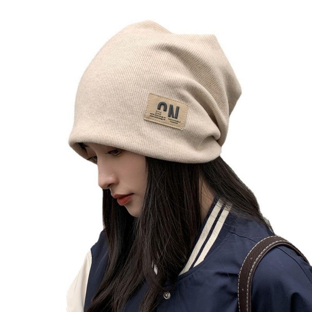 Korean Style Plush Beanies Hats Thickened Letter Pullover Hats Fleece Knit Beanies  Streetwear
