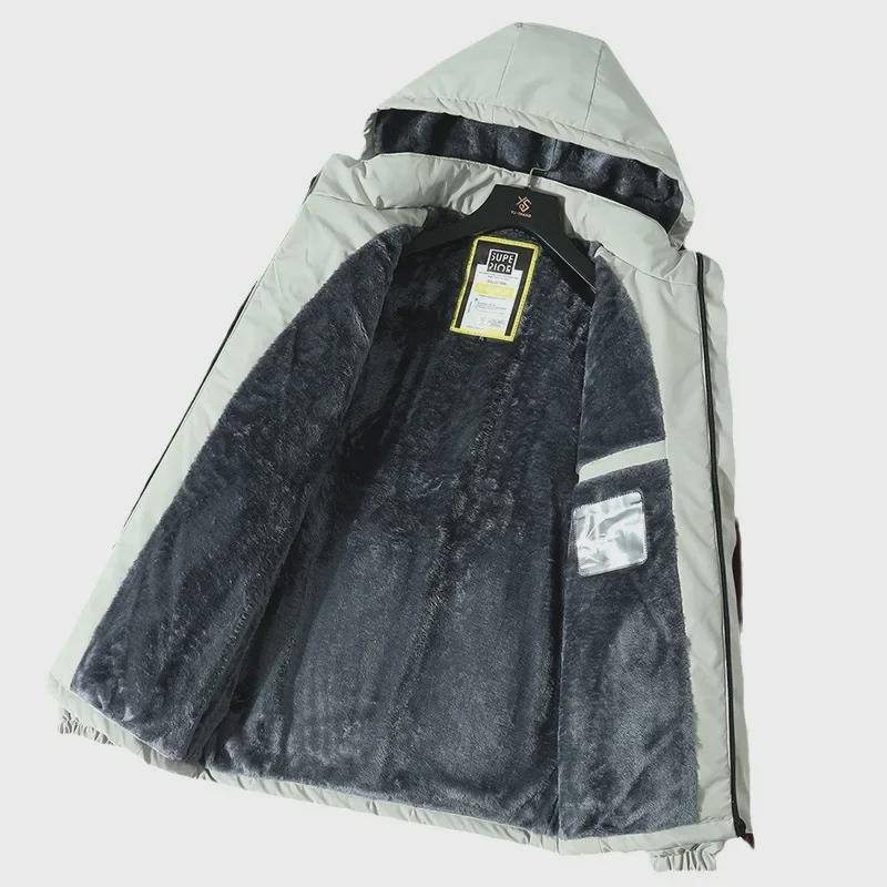 Men's 2023 Windproof & Waterproof Cotton-Padded Jacket with Detachable Hood.