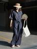 Louvre Summer Korean Retro Wide-Leg Breathable Sun Protection Jeans for Women