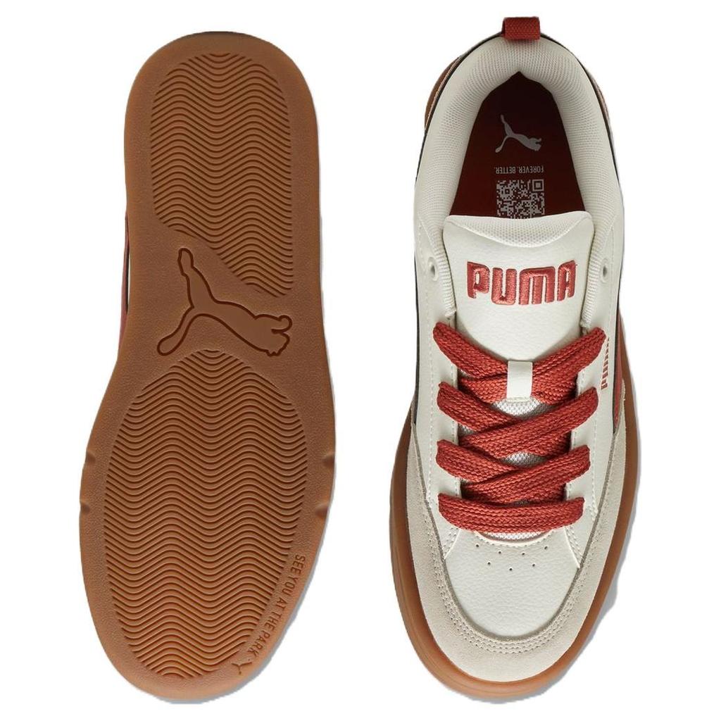 PUMA Park Lifestyle Breathable Low top Skateboard Shoes Unisex White Red 397262-05