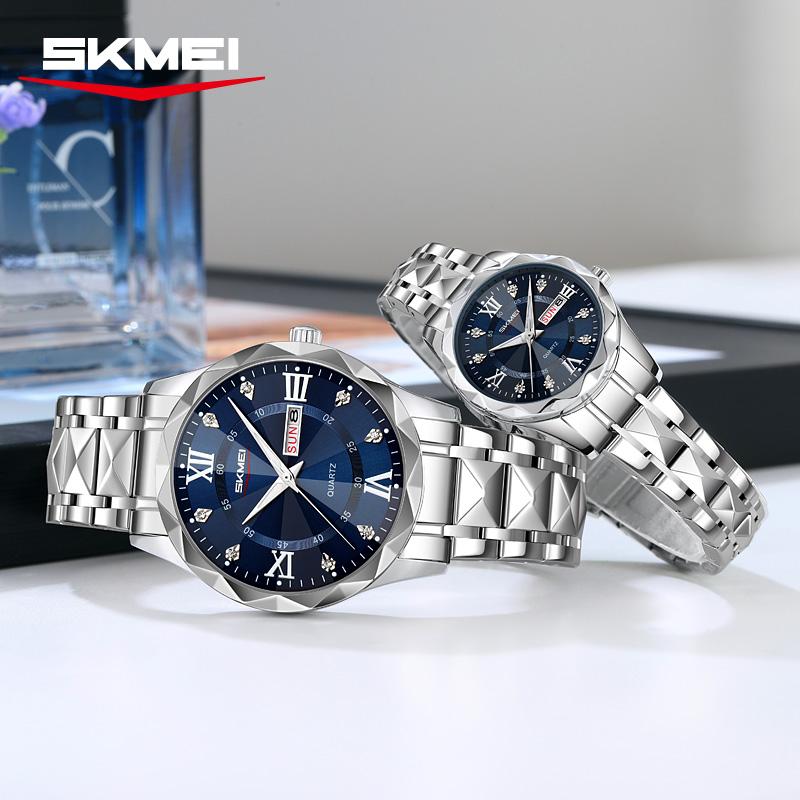 SKMEI New Man Waterproof Fashion Luxury Dial Exquisite Quartz Stainless Steel Watch for Women 9369