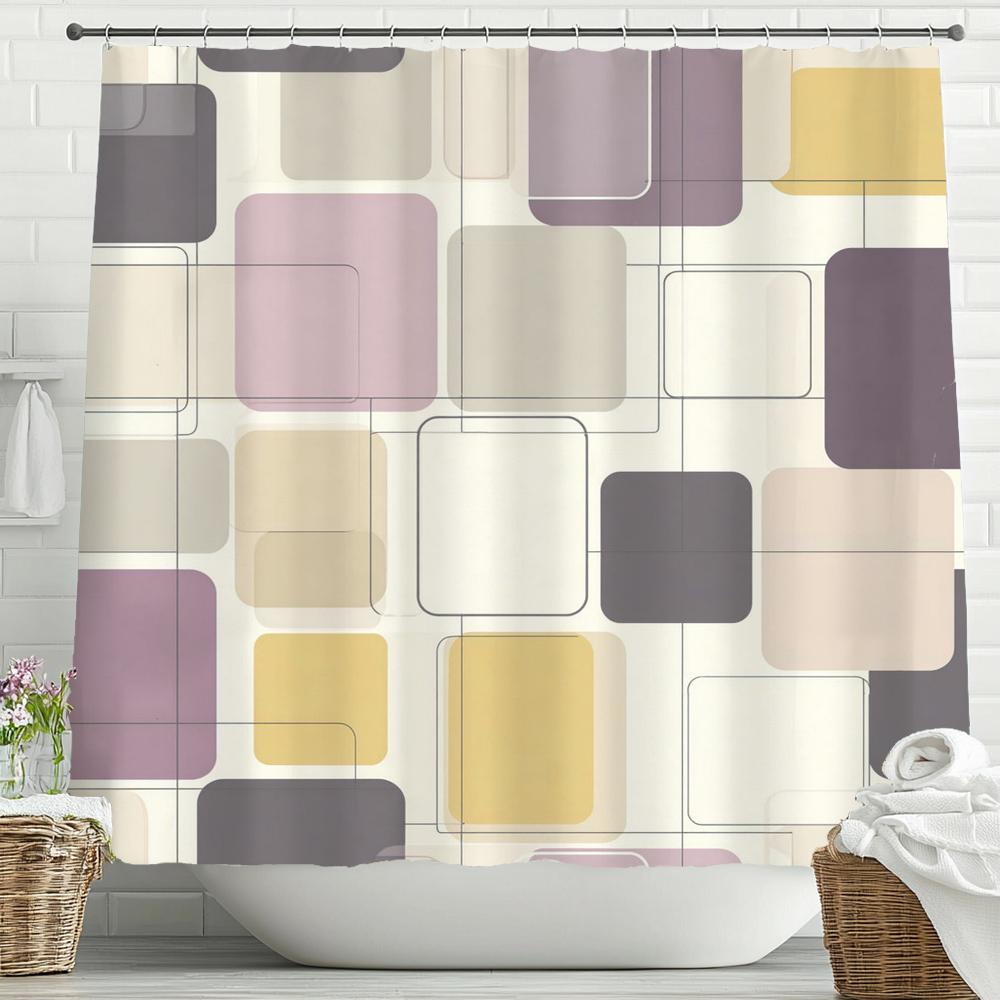 

Modern Minimalist Geometry Style Shower Curtain, Bathroom Shower Curtain, Printed Fabric Home Decorative Curtain With Hooks W60H190(CM)-1 Pcs