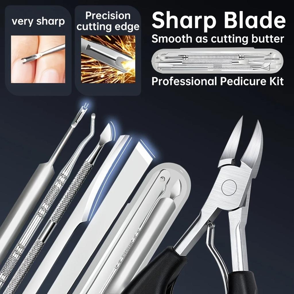 6Pcs Premium Stainless Steel Nail Care Manicure Pedicure Set,Sharp Nail Clippers,Cuticle Remover,Nail File,Multifunctional Nail Easy To Clean Home Use