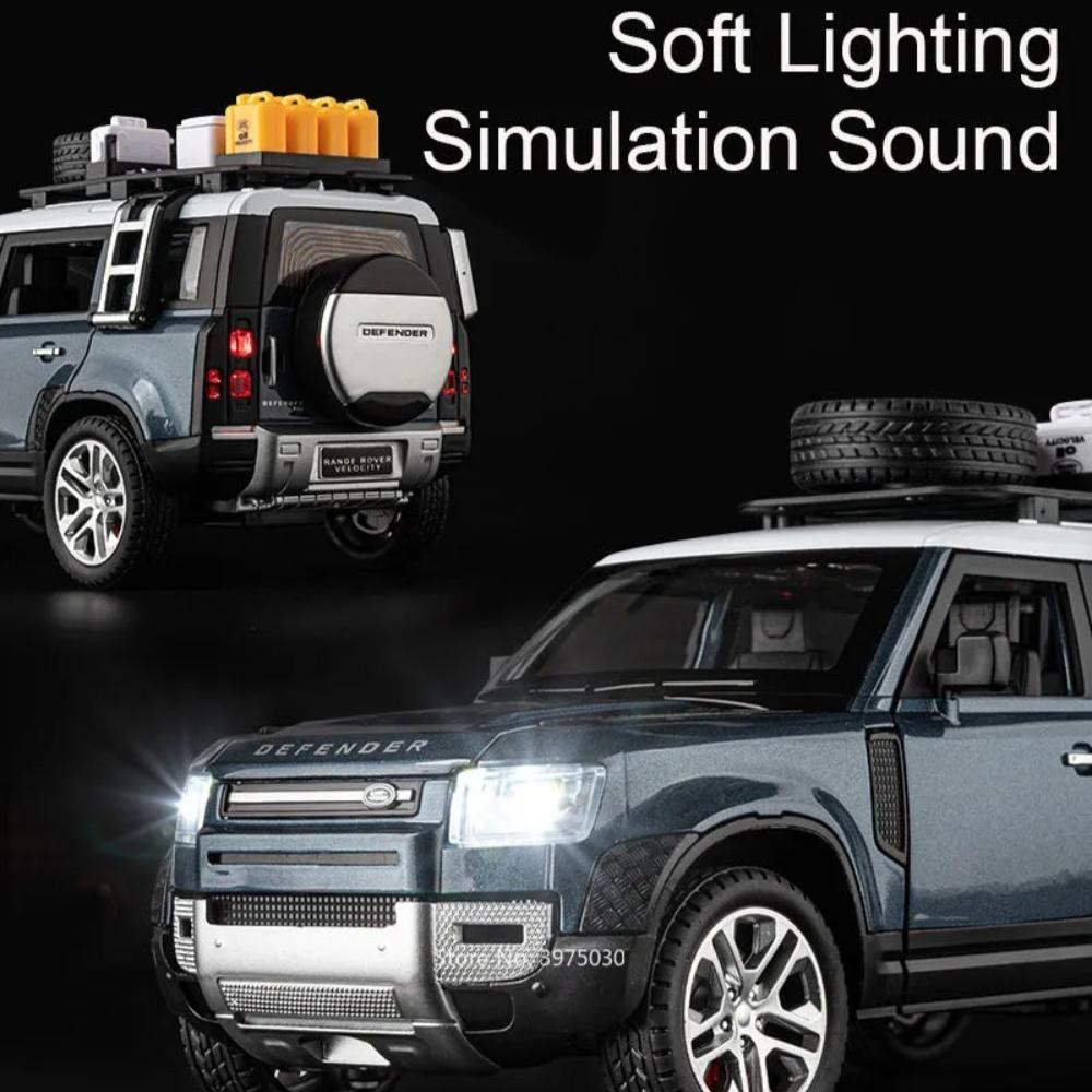 1:24 Scale Land Rover Defender Range Rover Shock Absorption Pull Back Doors Opened Off-road Metal Cars Models for Boys Gifts