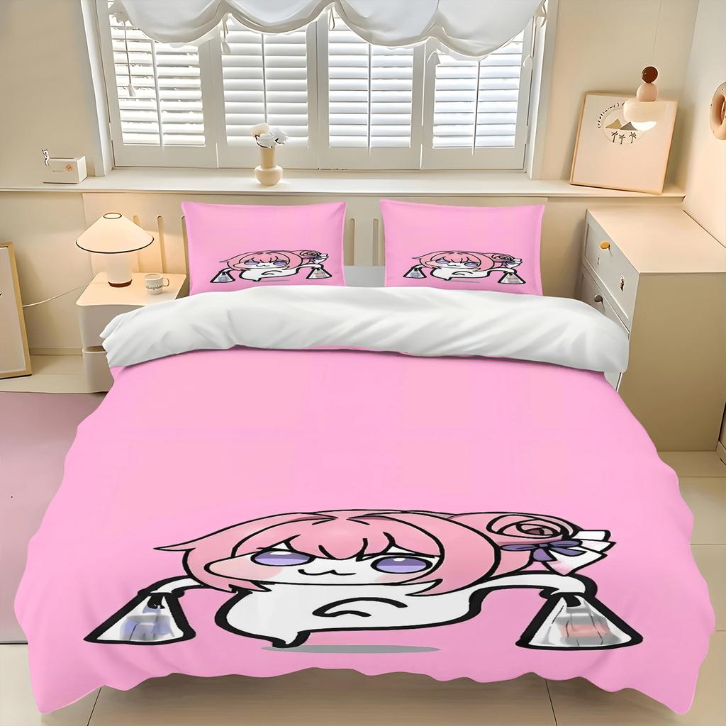 Cute N-Nikke Doro Doll Duvet Cover Set Soft Wash Bed 3 Piece Summer Comfortable Student Dormitory Home Baby Bedding Best seller