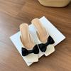 Premium sandals New bow thick heel sandals Half drag fat widened large size women's shoes