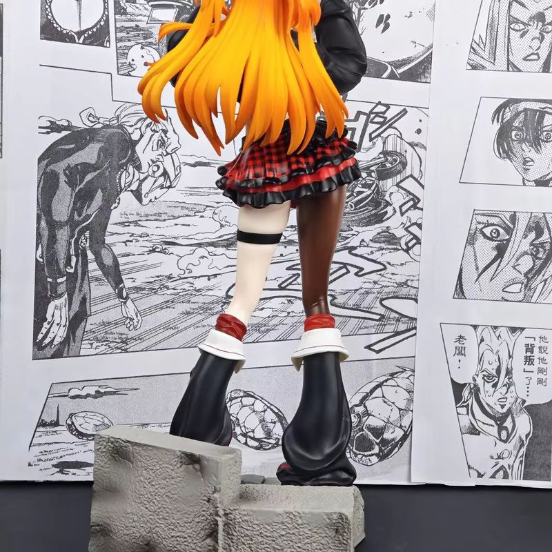 Eva Anime Rock Band Asuka Action Figure 33Cm Rock Style Beautiful Girl Model Statue Desk Decor Collectible Toy For Fans Gift