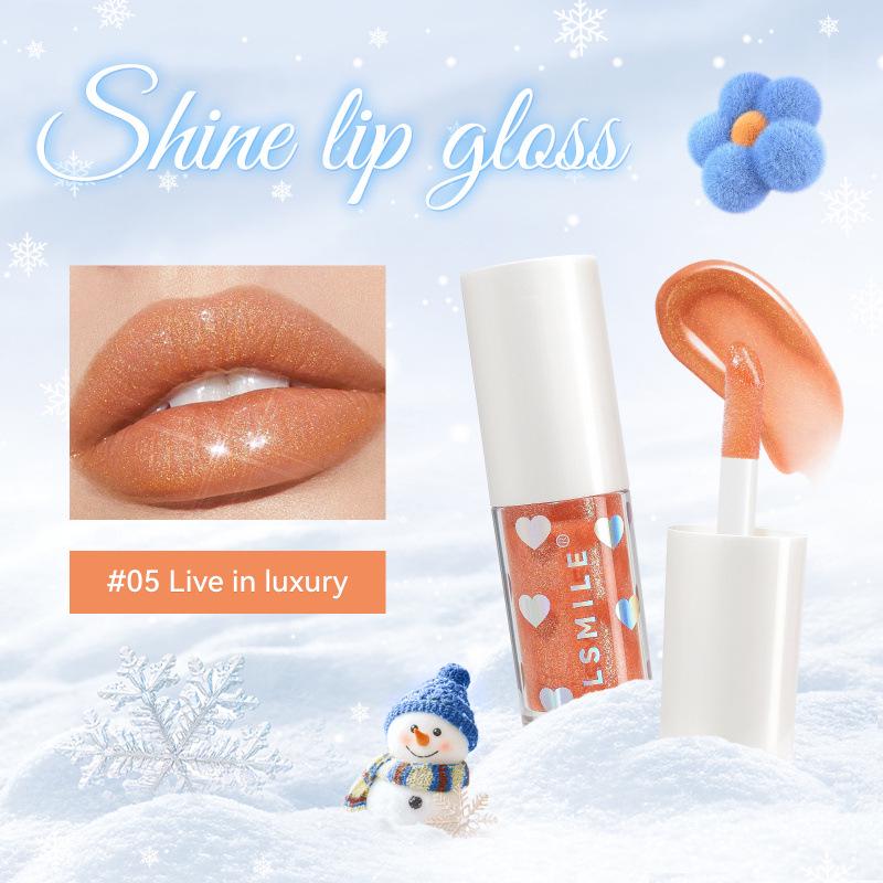 MLSMILE 6-Farben perlmuttfarbener Lipgloss: Langanhaltender, Feuchtigkeitsspendender, Leicht aufzutragender Flüssiglippenstift für Weihnachten.