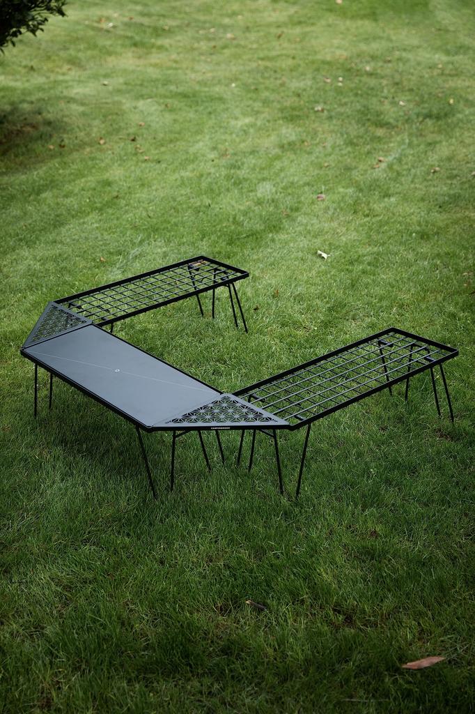 CAMPING MOON Minimal Rack Connecting Corner Extensions with Aluminum Tops, Set of 2, Black, Black Gear, T-229-6C-2P