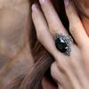 Big Oval Black Acrylic Rings Hollow Design Punk Accessories for Women Hyperbole Rings Hip Hop Daily Wear Party Jewelry