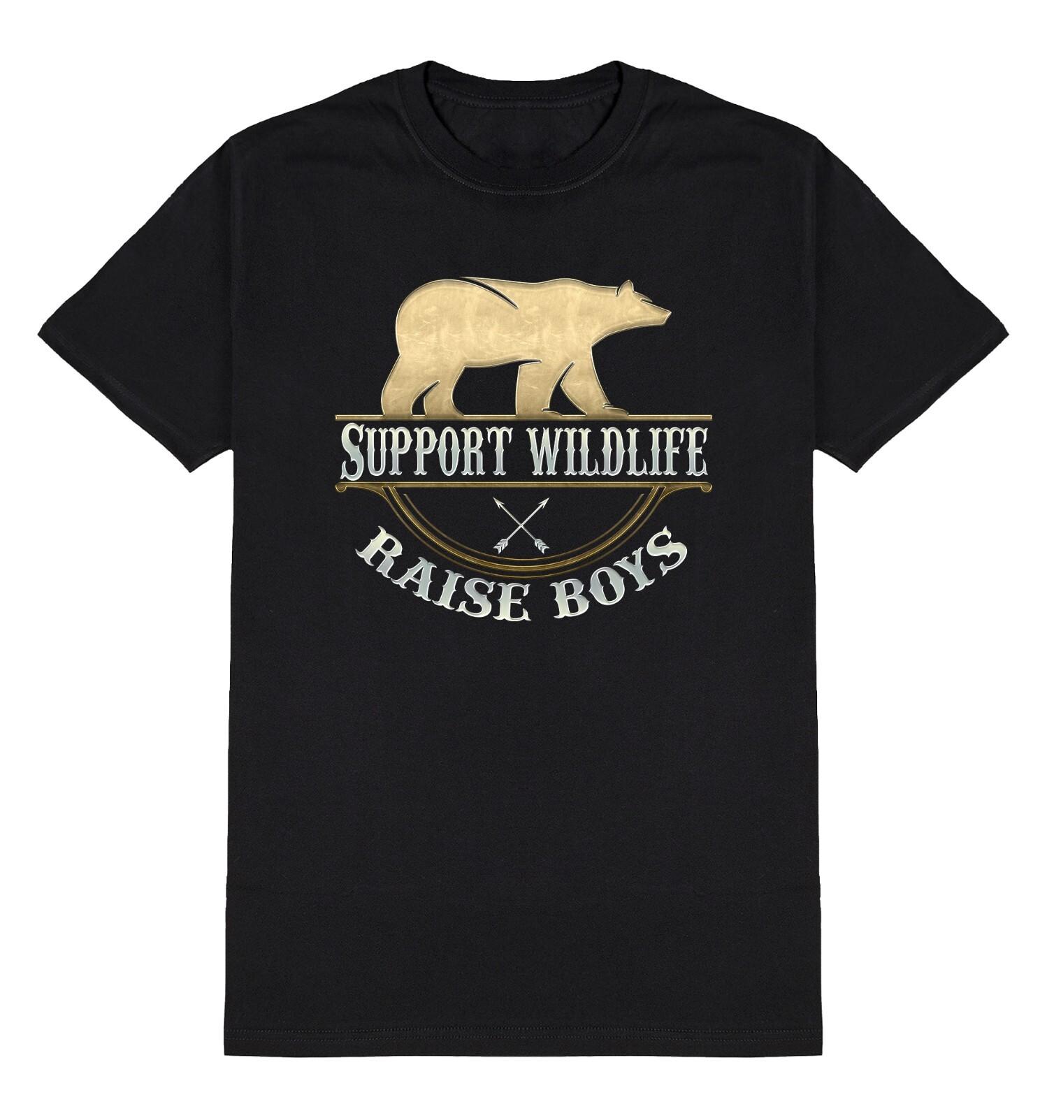 Support Wildlife Raise Boys T-Shirt Mens Womens Tees Top Mens Christmas Sons Gift To DAD Family XL