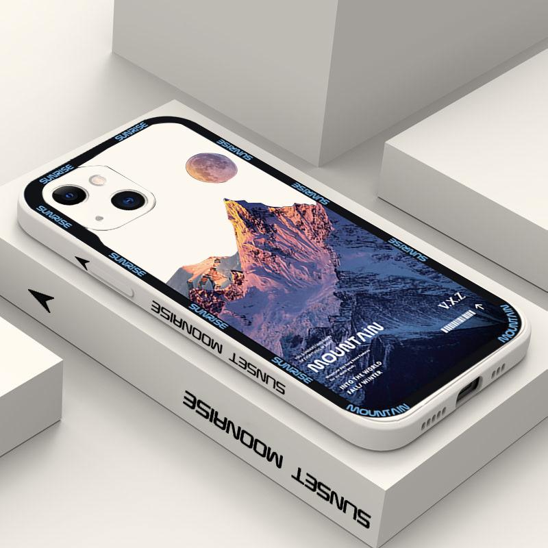 Snow Mountain Sunrise Scenery Silicone Phone Case For Samsung Galaxy S23 Ultra S22 Plus S21 FE S20 Note 20 Dustproof Soft Cover