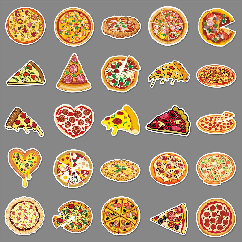 50 Pizza Personalized Cartoon Food Guka Handbook Decoration Guitar Laptop Suitcase Doodle Stickers