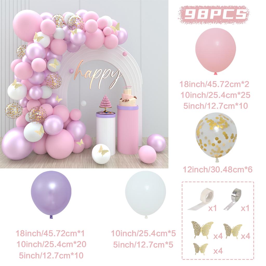 Macaron Pink Balloon Garland Arch Kit Rose Red Confetti Latex Air Balloons Baby Shower Girl Birthday Party Wedding Decorations