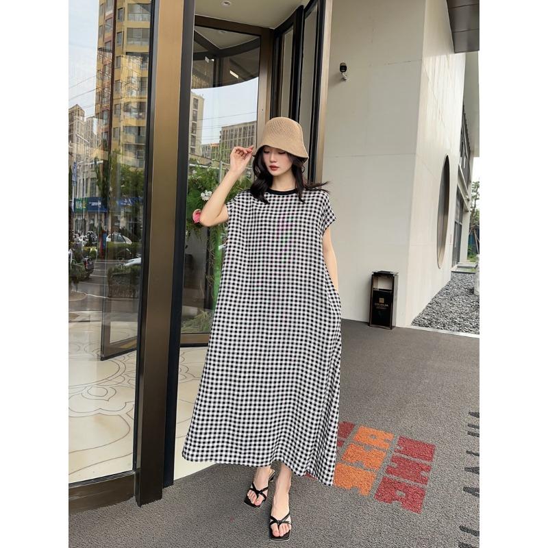 

Длинное женское летнее платье свободного покроя с коротким рукавом Bohemian Beach Holiday L черный белый