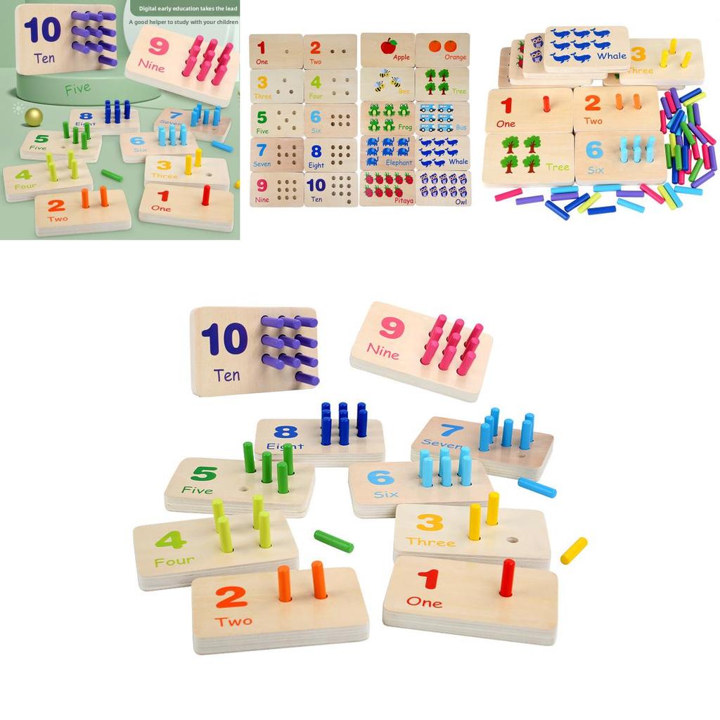 Wooden Montessori Math Learning Stick Color Recognition Matching Board Educational Toy For Early Childhood
