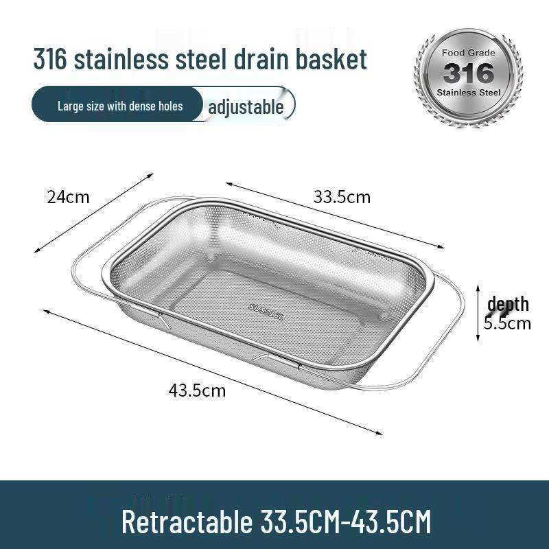 316 Stainless Steel Retractable Draining Basket
