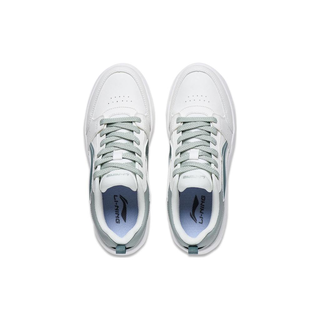 Li Ning Sycee Slip Resistant Cushioning Abrasion Resistant Low Top Skateboard Shoes Women's White Green AGCT340-2