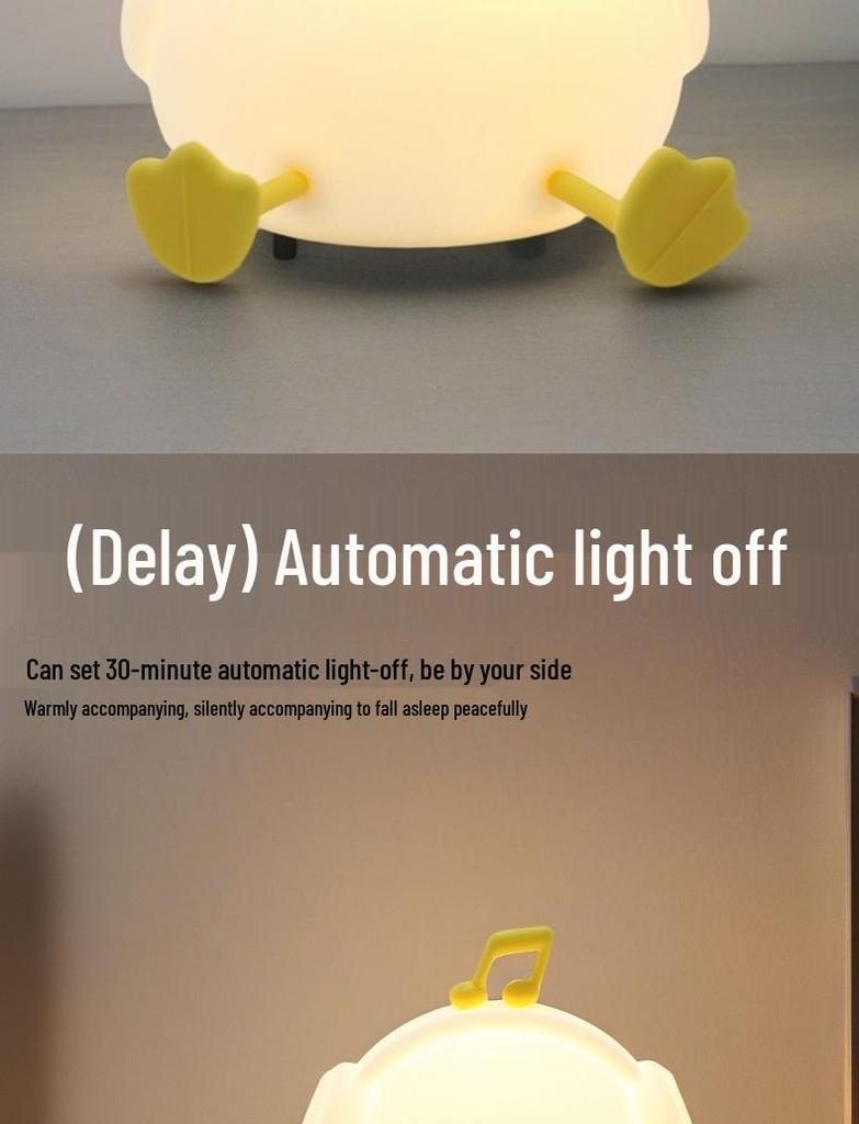 Rechargeable Cute Duck Silicone Night Light for Bedroom and Nursery