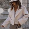 Cappotto corto da donna in lana con colletto in stile britannico, tinta unita, da ufficio, alla moda autunno e inverno