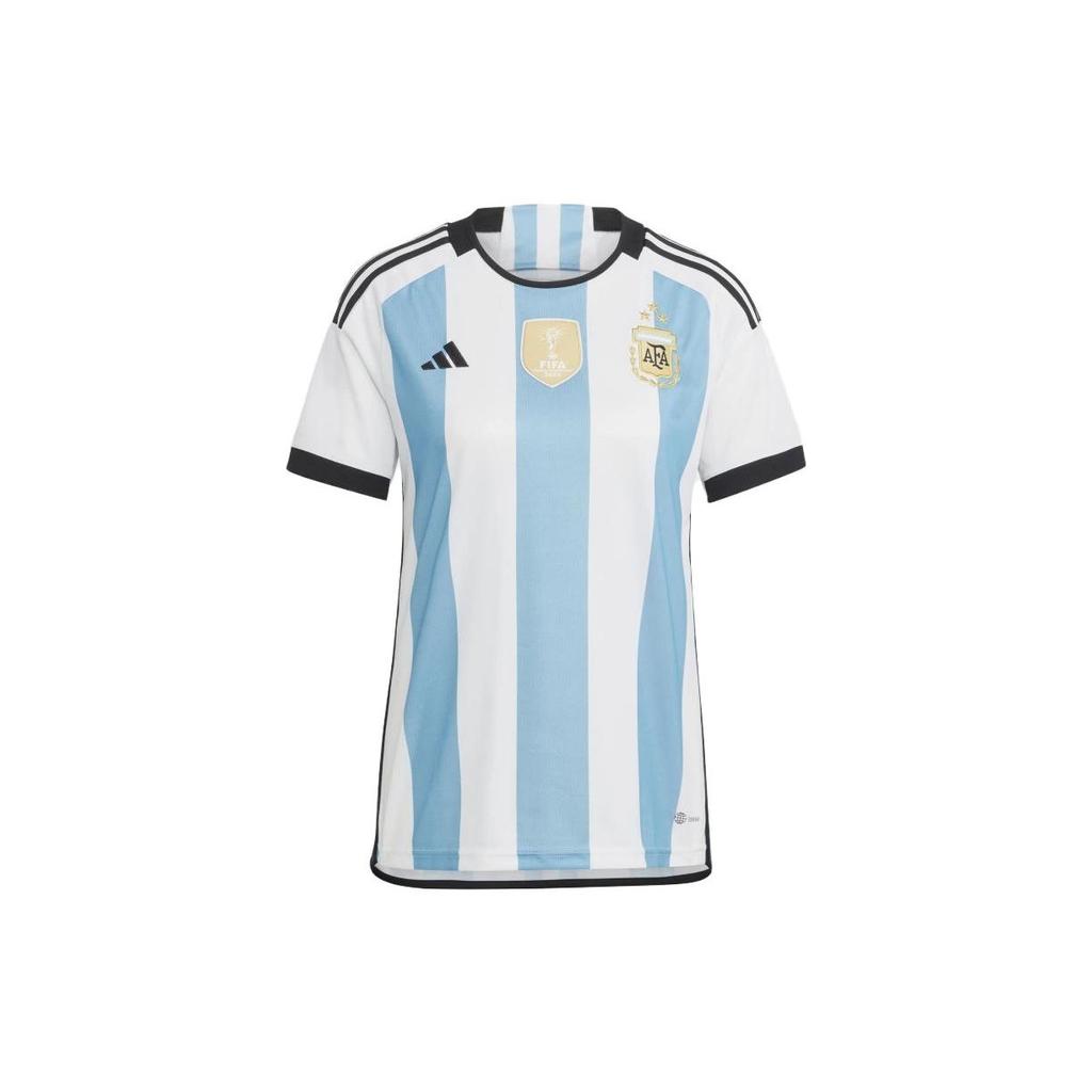 Adidas Argentina National Team Jersey Straight Stripe Round Neck Short Sleeve T-Shirt Women Tops White IB3596