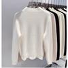 Autumn Winter Half High Collar Lace Patchwork Velvet Warm Sweater Women Elegant All-match Bottomed Knitting Top