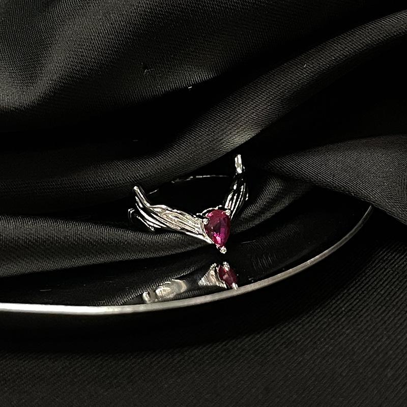 French Princess Style Light Luxury High-End Open Ring Stacked With Niche Design Pink Zircon Personalized Fashion Ring