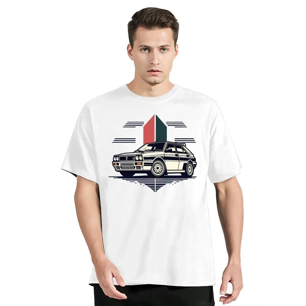 New T-Shirt Men's Clothing  Casual Hip Hop T Shirt Integrale Rally Car Funny Printed Tshirt Casual O-neck  T Shirt