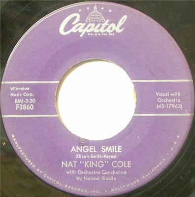 7-Zoll-Schallplatte NAT KING COLE - Angel Smile / Back In My Arms F3860 Capitol Records 1957 US Pop Gebraucht