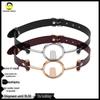 Silver Metal Mouth Ring with Leather Straps and Tongue Depressor - BDSM Erotic Adult Sex Toy