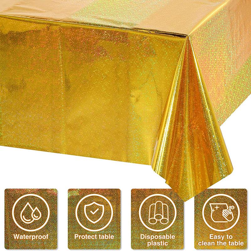 Laser Regenbogen Aluminiumfolie Tischdecke Roségold Einweg-Tischdecke Geburtstagsparty Hochzeit Abschlussfeier Dekorationen