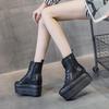 Autumn Genuine Leather 10CM  Super Thick Sole Platform Wedge Hidden Heel Boots Shoes Zipper Winter Boots Ankle Warm Booties