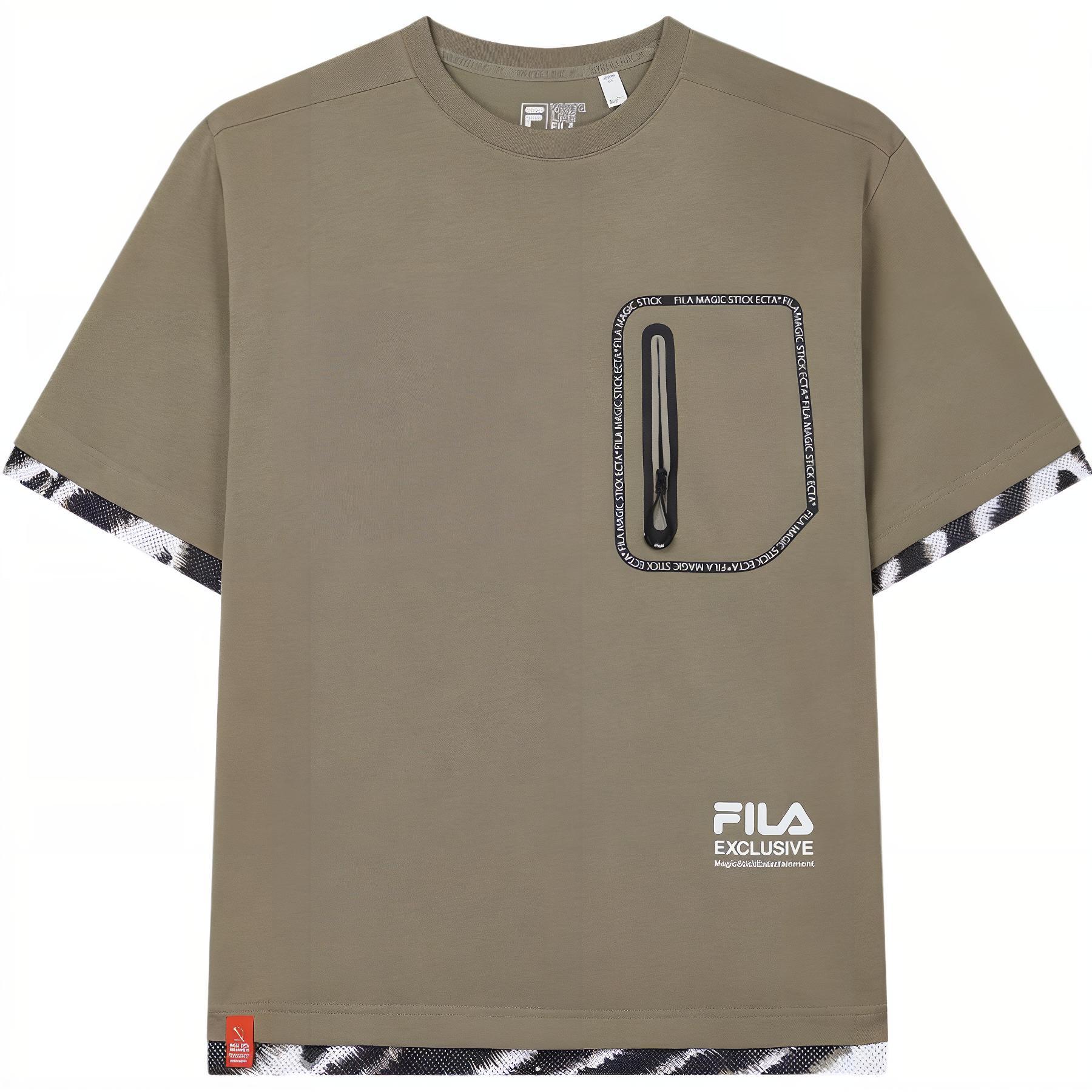 

FILA X Magic Stick Knitted Fashion Short Sleeve T-Shirt Men Tops F11M339101F-KK L