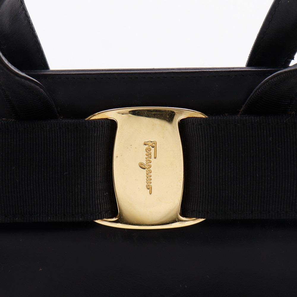 Salvatore Ferragamo Vara ribbon Handbag BA21 4178 2WAYShoulder black Calfskin Women Used