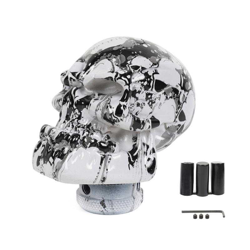 Skull Shape Gear Shift Knob Resin Mixed Pattern Manual Shifter Handle Universal Suitable For Car Modification Accessory