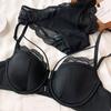Sutien cu cataramă în față cu goluri sexy Set de lenjerie de corp pentru femei, cupă subțire din dantelă franceză, bralette confort, adunați sutien push-up și chiloți Lenjerie