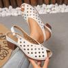 Vintage Peep Toe Thick High Heel Back Strap Sandals Women Summer 2026 Hollow Out Designer Slingback Sandals Woman's Retro Shoes