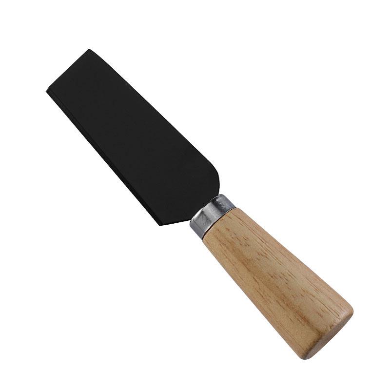 Stainless Steel Black Cheese Knife Set with Rubber Wood Handle for Butter & Pizza