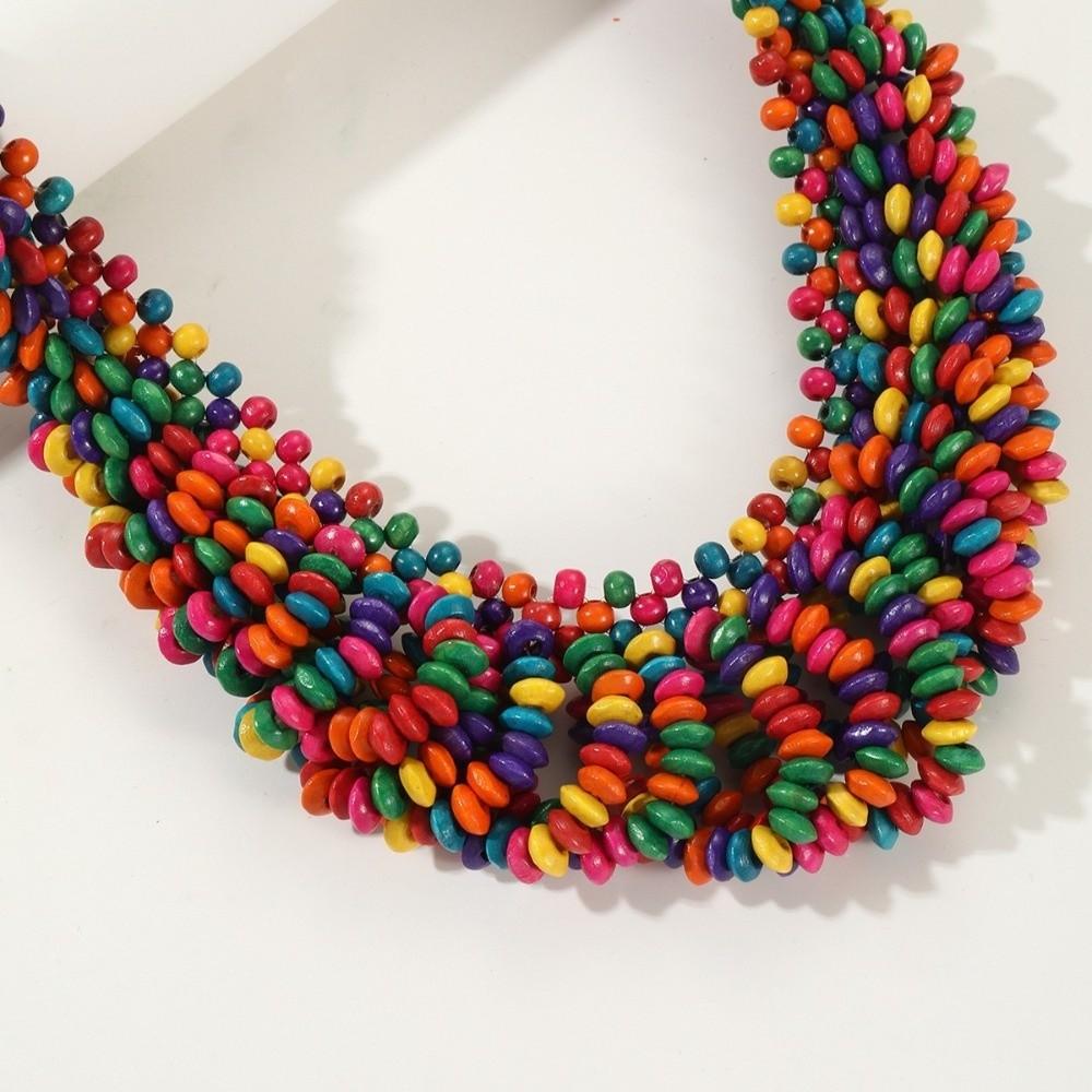 Hand Woven Bohemian Necklace Wooden Neck Chain New Statement Necklace For Women