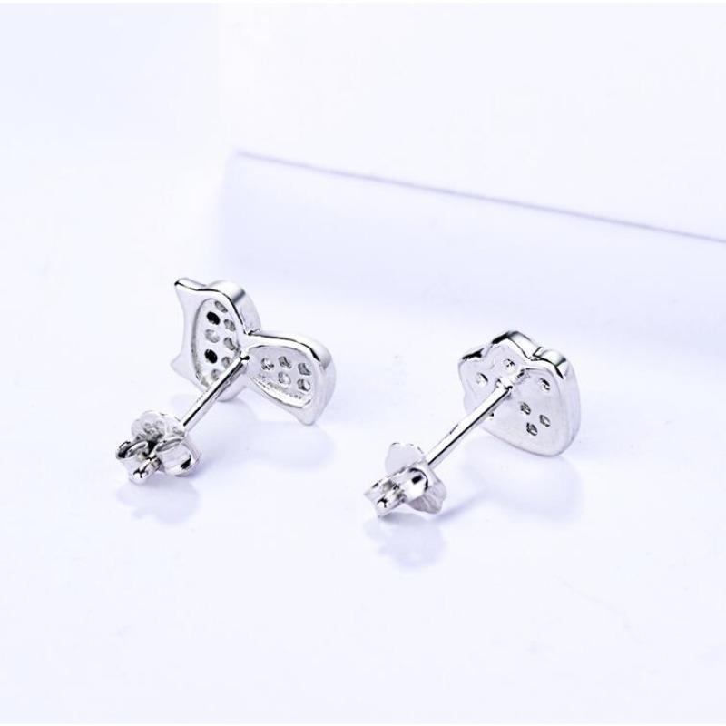 S925 Sterling Silver Stud Earrings Female Super Cute Cat Sweet Cute Cat Claw Asymmetric Ear Rings