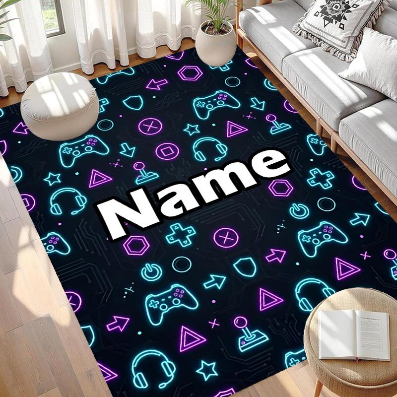 Custom Name Personalized Game On Print Carpet, Versatile Home Decor Rug, for Playroom, Apartment, Balcony, Entryway, Hallway Gift