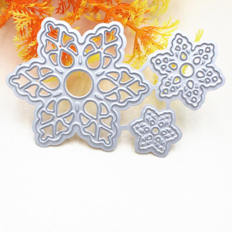 3 Stück Schneeflocken- oder Blumen-Design, Kunstmuster, Metall-Stanzformen, DIY, Scrapbooking, Prägeschablone, Papier-Bastelalbum-Vorlage