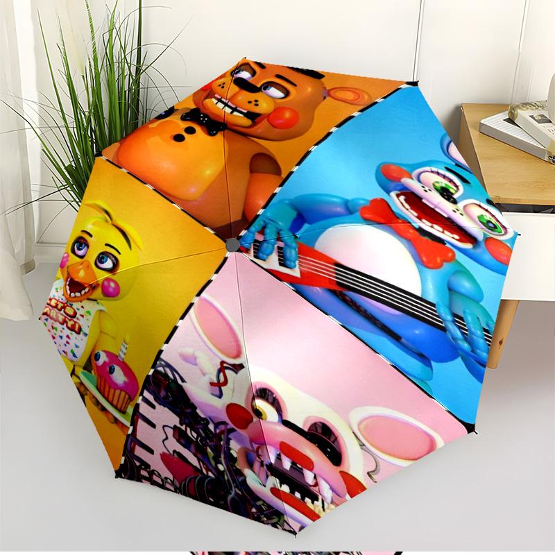 Five Nights At Freddy's Print Automatic Open Close Umbrella, Portable Foldable Umbrella, for Outdoor Commute Camping Trip, Ideal Birthday Gift