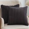 1pc Faux Fur Plush Decorative Throw Pillow Covers Fuzzy Striped Soft Pillowcase Cushion Covers for Sofa Couch Bedroom 18x18 Inch