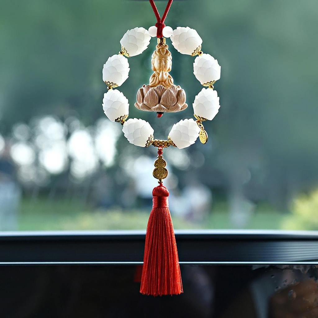 Auto Innenraum Lotus Buddha Anhänger Viel Glück Rückspiegel Anhänger Hängbarer Buddha Ästhetischer Schmuck Für LKW Wohnmobil