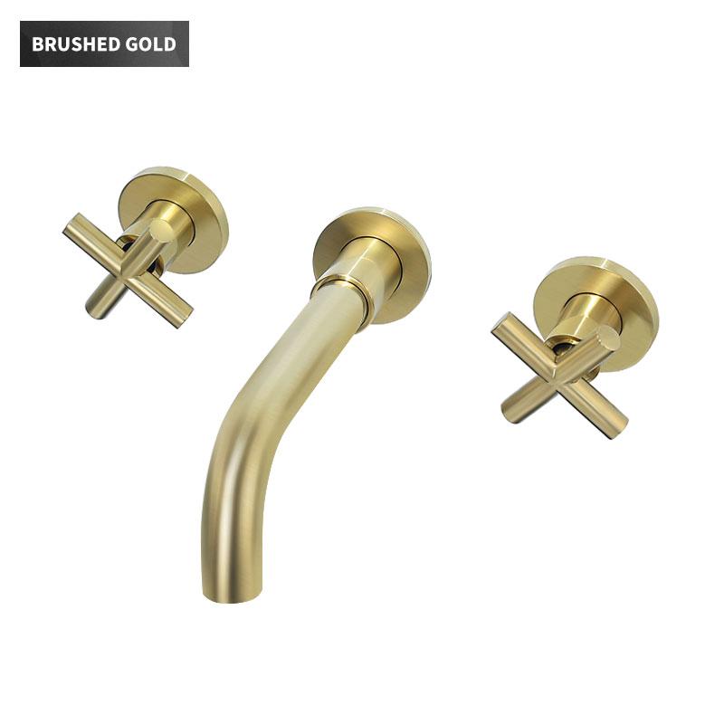 Brass Bathroom Faucet Embedded Hot and Cold Double Control Faucet Concealed Basin Faucet Concealed Golden Mixer Tap
