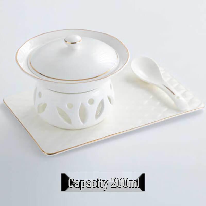 Huazao Baijia Gold-Rimmed Ceramic Warming Stew Pot Set