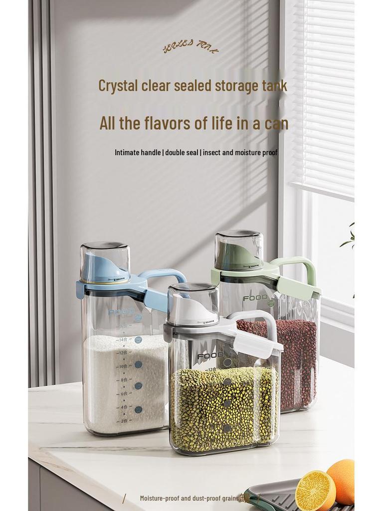 Household Airtight Mixed Grain Storage Container, Plastic Kitchen Canister for Food, Dried Fruits, or Rice