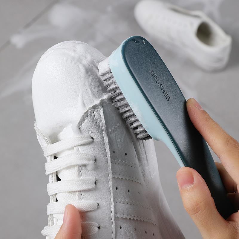 Nordic Style Soft Bristle Shoe and Laundry Brush with Long Handle - Gentle Cleaning for Shoes and Clothes