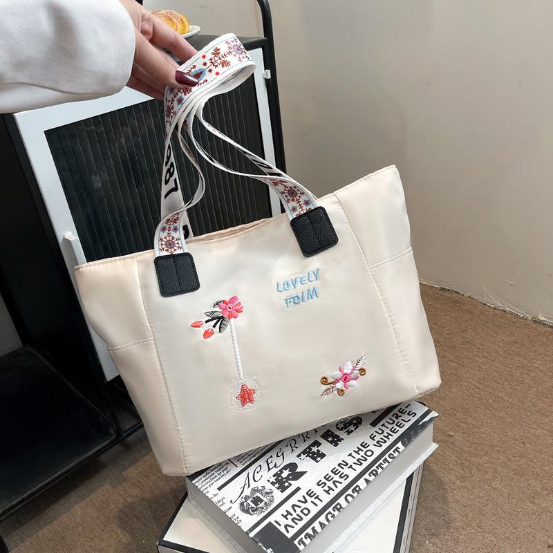 Borsa da donna con ricamo Aliwood Borsa da spesa casual impermeabile in nylon Borsa a tracolla femminile di grande capacità